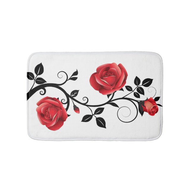 Bath Mat-Red Rose Vine Bathroom Mat (Front)
