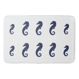 Bath Mat - Sea Horses (Navy Blue)