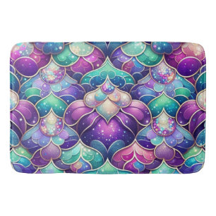 Bath Mat Shimmering Teal Purple Mermaid Tail Print