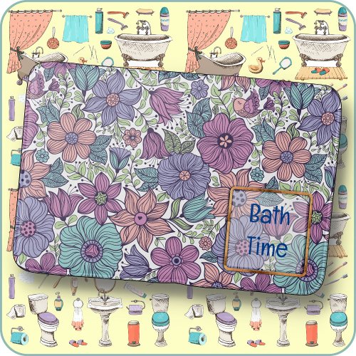 BATH MAT _ Springtime Flowers  Optional Monogram