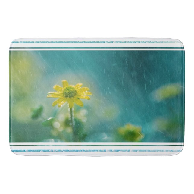 Bath Mat/Wildflowers with Rain Bathroom Mat (Front)