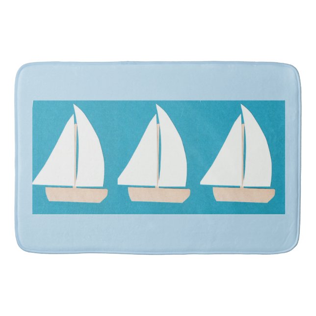 Bath Mat with Sailboat Design (Front)