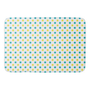 Bath Mat/Yellow & Teal Polka Dots Bathroom Mat