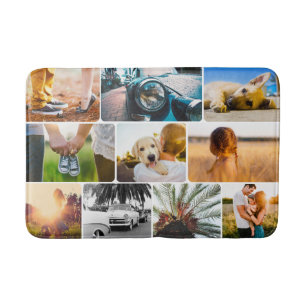 Bath Mat Your 10 Photo Rounded Collage White