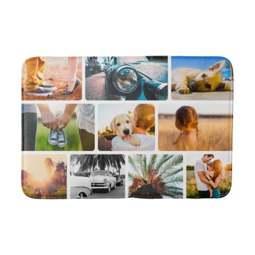 Bath Mat Your 10 Photo Rounded Collage White