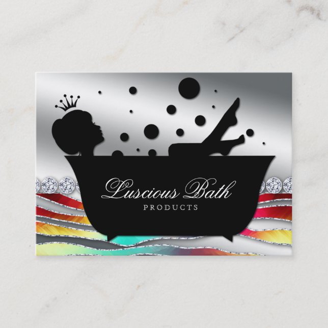 Bath Queen Nail Salon Bubbles Bold Business Card (Front)