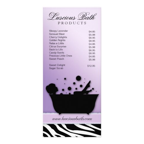 Bath Rack Card Nail Salon Zebra Lavender