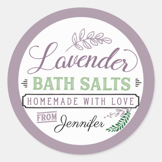 Bath Salts Labels Stickers Custom Lavendar (Front)