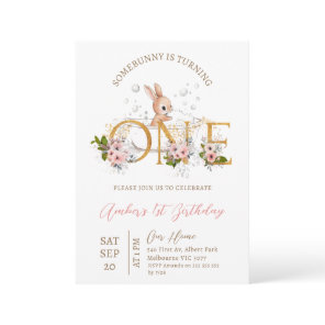 Bath Some Bunny Is Turning One 1st Birthday  Invitation