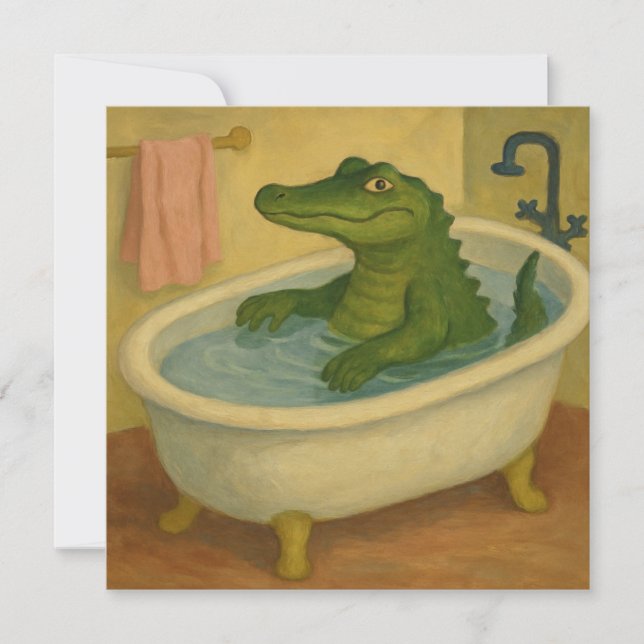 Bath Time Alligator Invitation (Front)