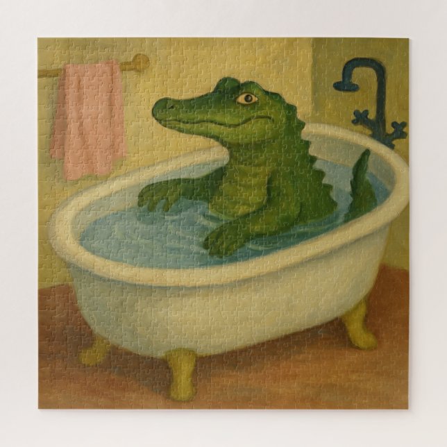 Bath Time Alligator Jigsaw Puzzle (Vertical)