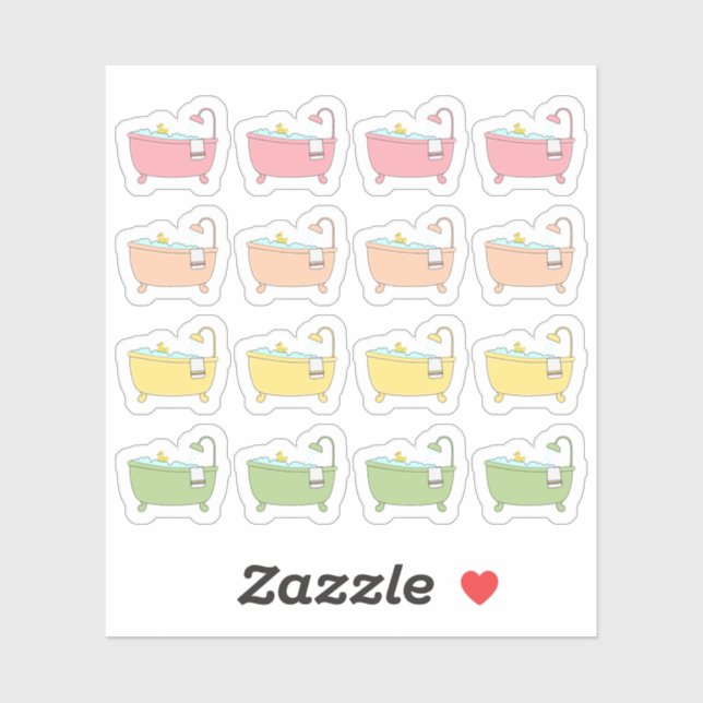Bath Time Bubble Bathtub Selfcare Reminder Planner Sticker (Sheet)