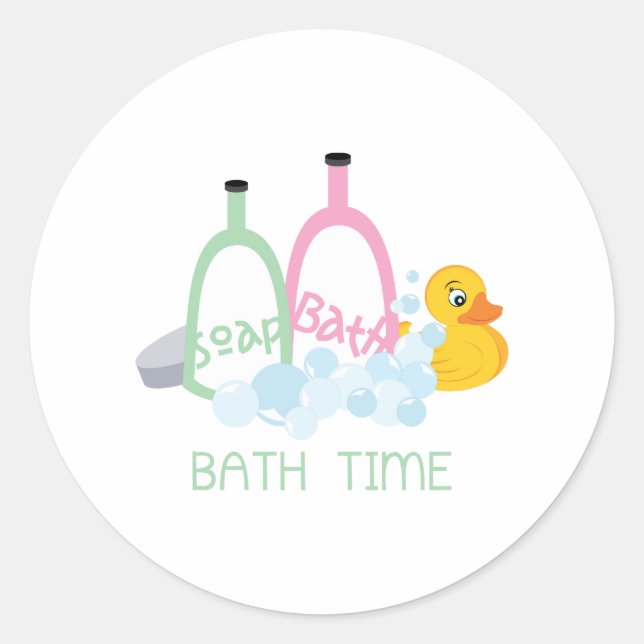 Bath Time Classic Round Sticker (Front)
