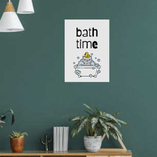 Bath Time Cute Kawaii Bathtub Poster