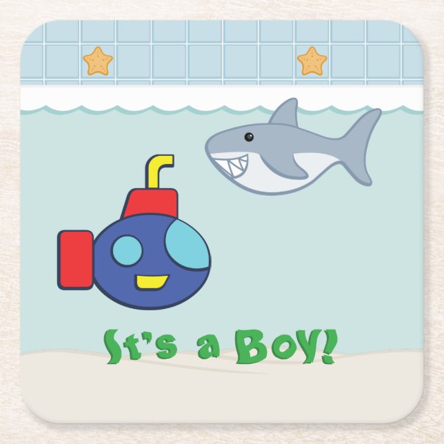 Bath Time Fancies Baby Shower Paper Coasters (Front)