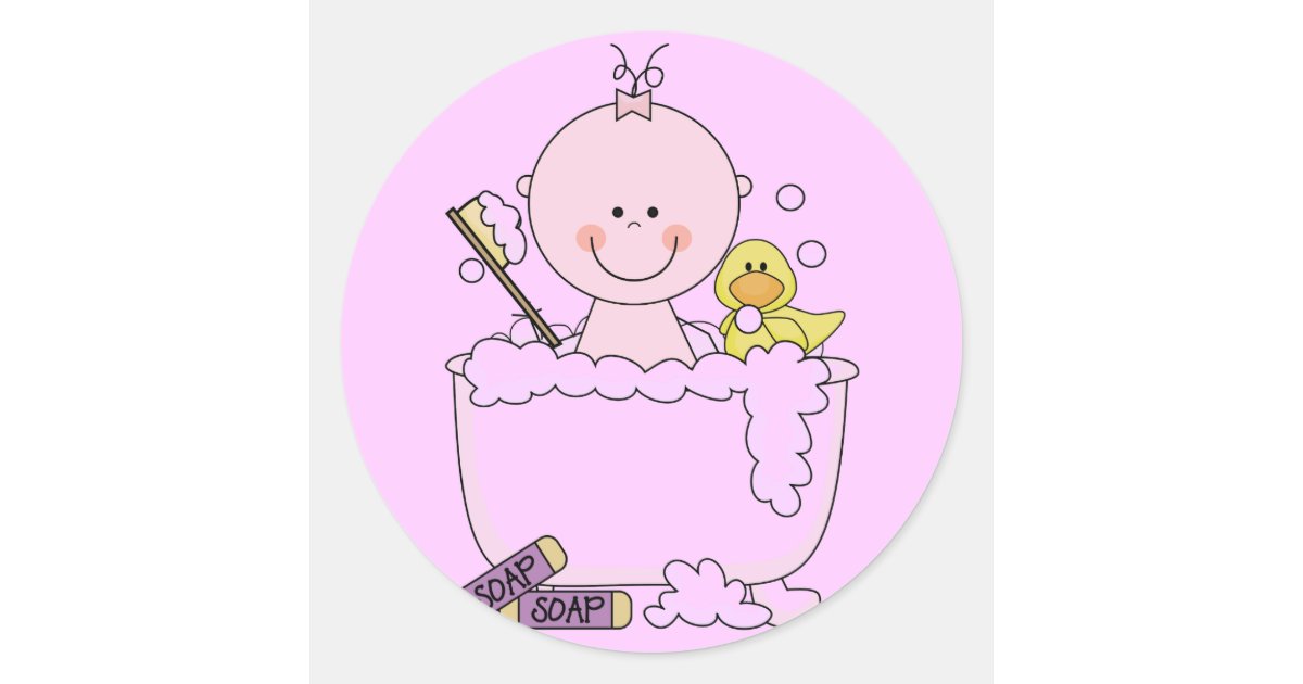 Bath Time Girl Tshirts and Gifts Classic Round Sticker | Zazzle