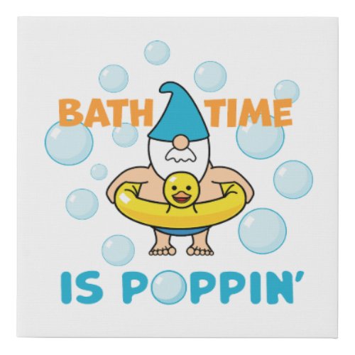 Bath Time Gnome Faux Canvas Print