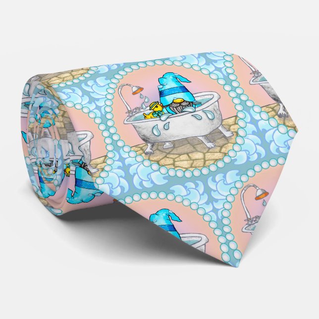 Bath time gnome  neck tie (Rolled)