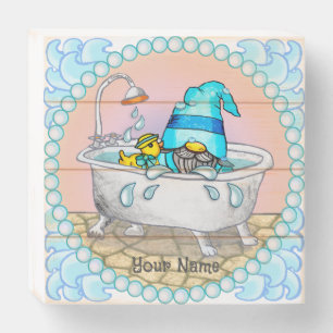 Bath time gnome wooden box sign