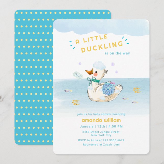 Bath Time Little Duckling Baby Shower Invitation (Front/Back)