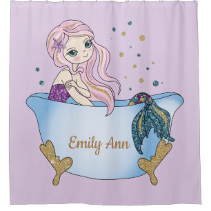 Bath Time Mermaid Shower Curtain