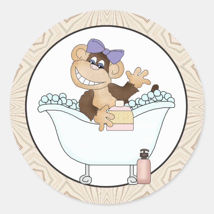 Bath Time Monkey cartoon sticker