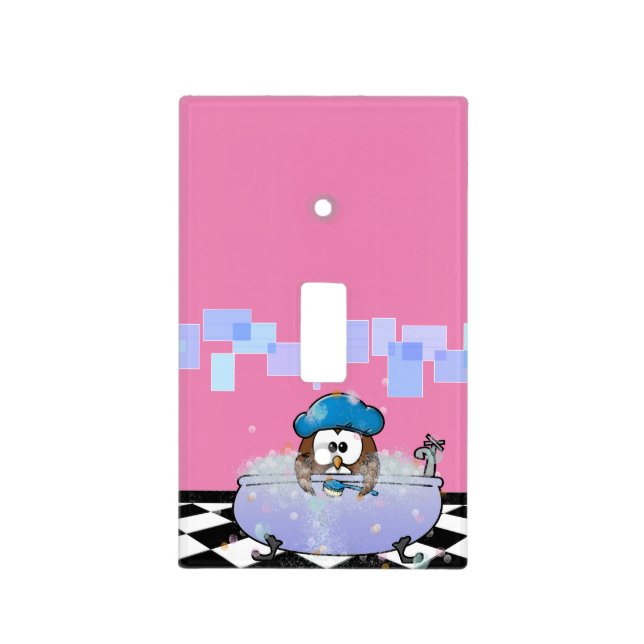 bath time owl light switch cover (Front)
