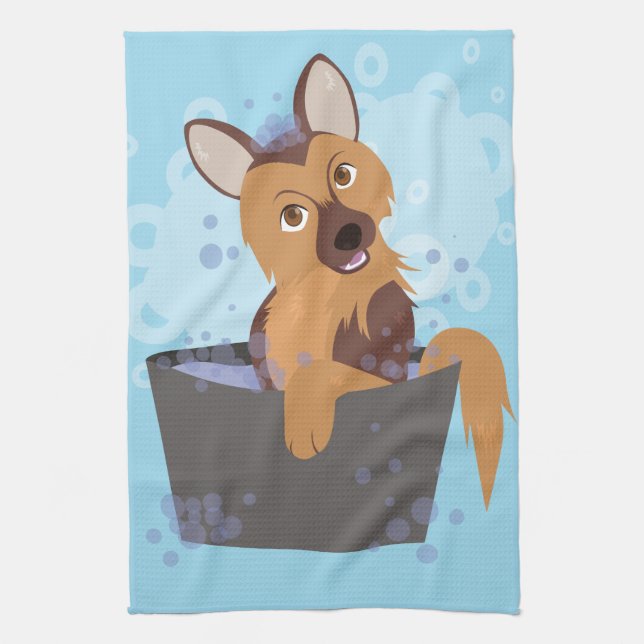 Bath Time Puppy Towel (Vertical)