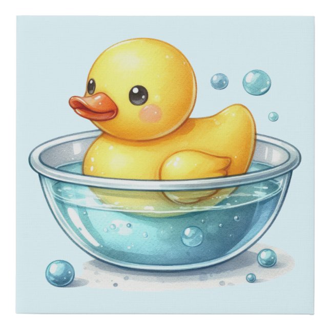 Bath Time Rubber Duck Faux Canvas Print (Front)