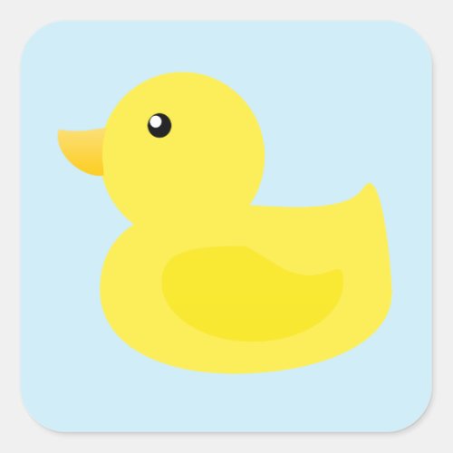 Bath Time Yellow Duck Square Sticker