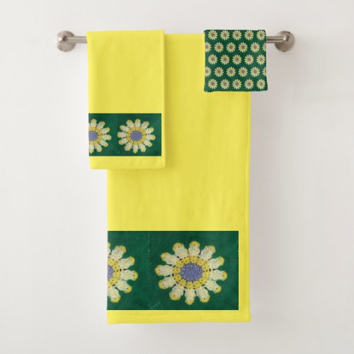 Bath Towel Set _ Afghan Daisy