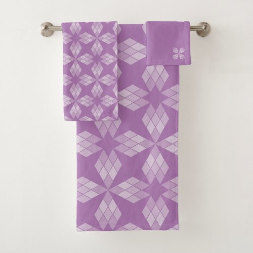Bath Towel Set _ Diamond Petals on Lilac