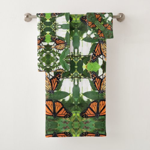 Bath Towel Set _ Monarchs on Honeysuckle