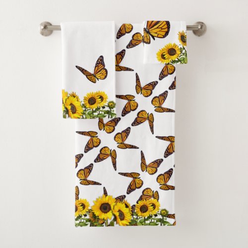 Bath Towel Set _ Monarchs  Sunflowers