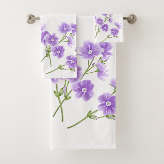 Bath Towel Set-Purple Wildflowers (Insitu)