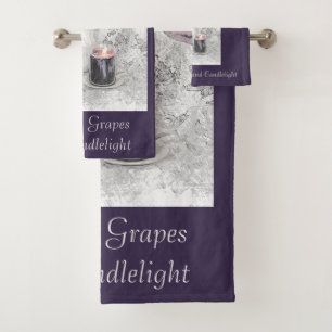 Bath Towel Set Tulips, Grapes and Candlelight