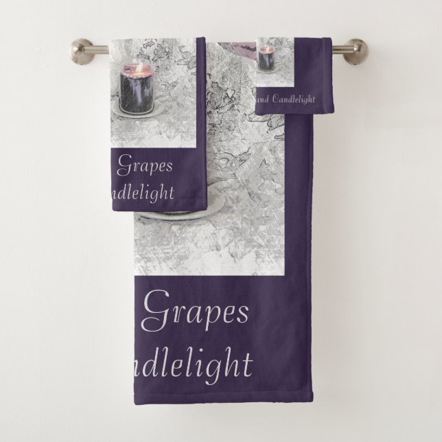 Bath Towel Set Tulips, Grapes and Candlelight (Insitu)
