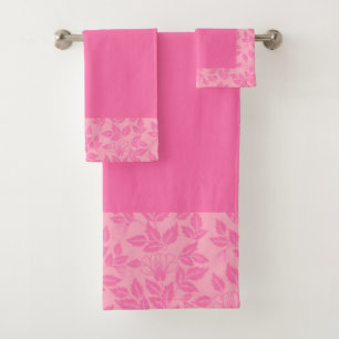 Bath Towel Set-Vintage Floral Pink