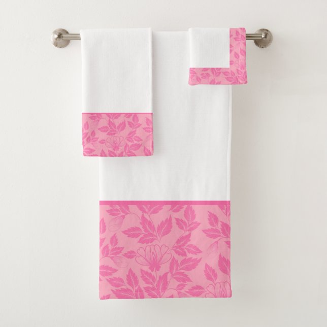 Bath Towel Set-Vintage Floral Pink (Insitu)