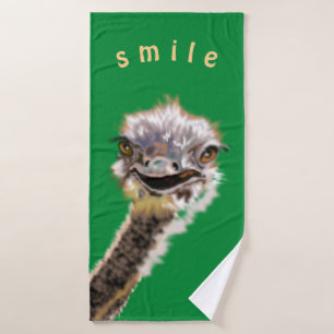 Bath Towel Set with Catchy Ostrich