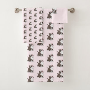 Bath Towel Set with Cute Kittens