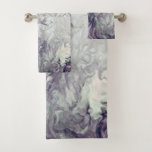 Bath Towel SetPurple and Gray Swirl Home Decor