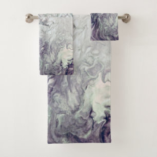 Bath Towel SetPurple and Gray Swirl Home Decor