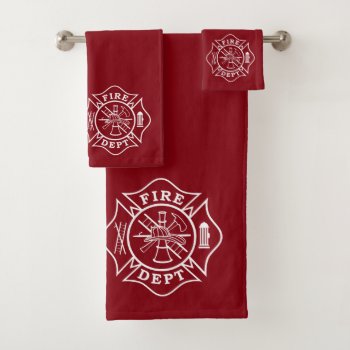 Bath Towel Sets With Firefighter Maltese Cross by TheFireStation at Zazzle