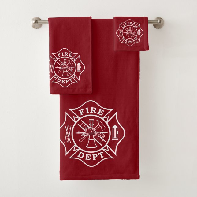 Bath Towel Sets with Firefighter Maltese Cross (Insitu)