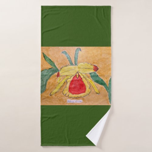 Bath towel with abstract botanical design