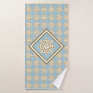 Bath Towel with Medallions on sky blue