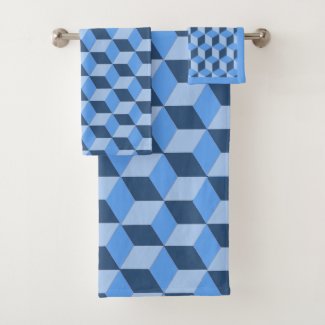 Bath Towels - 3d Building Blocks Illusion