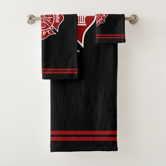 Bath Towels Sets with Firefighter Maltese Cross (Insitu)