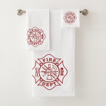 Bath Towels Sets With Firefighter Maltese Cross by TheFireStation at Zazzle
